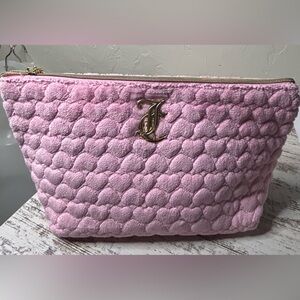 Juicy Couture Pink With Quilted Heart Top Zip Makeup Travel Bag